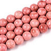 Dyed Synthetic Fossil Beads Strands G-T139-8mm-66D-1