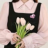 9Pcs 9 Styles Pink Series Enamel Pins JEWB-SZ0002-03-3
