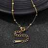 Natural Rhodonite Teardrop Pendant 304 Stainless Steel Satellite Chain Necklaces with Glass Beads NJEW-K255-57G-4