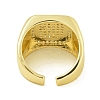 Brass with Cubic Zirconia Open Cuff Rings RJEW-U011-06B-G-3