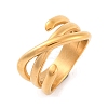 Ion Plating(IP) 304 Stainless Steel Criss Cross Finger Rings for Women RJEW-S414-71B-G-1