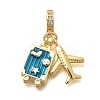 Brass Enamel Airplane & Luggage European Dangle Charms KK-M309-22G-1
