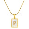 Stainless Steel Snake Bone Chain Alphabet Necklace with Shell Pendant WD3660-16-1