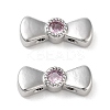 Brass Pave Pink Cubic Zirconia Bowknot Multi-Strand Links KK-B102-37B-01P-1
