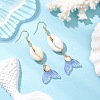 Natural Cowrie Shell Glass Dangle Earrings EJEW-JE06385-04-1