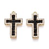 304 Stainless Steel Micro Pave Clear Cubic Zirconia Pendants STAS-N115-57G-2