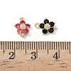 Brass Pave Cubic Zirconia Flower Links Connector Charms KK-H089-34G-5