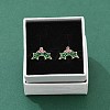 Holly Leaf Brass Micro Pave Cubic Zirconia Stud Earrings EJEW-B149-02G-2