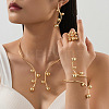 Iron Round Beaded Collar & Stud Earrings & Cuff Bangles & Rings Sets FS-WG833C7-01-2
