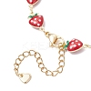 Brass Enamel Strawberry Link Chain Bracelets for Women BJEW-JB12578-4