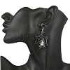 Halloween Theme Spider Web with Spider Handmade Glass Seed Beaded Dangle Earrings EJEW-MZ00481-01-3