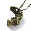 Retro Alloy Broken Half Skull Pendant Necklace for Men Women LS-NJEW-B085-04B-3