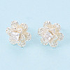 Brass Pave Clear Cubic Zirconia Stud Earrings KK-T077-19S-2