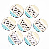Printed Natural Poplar Wood Pendants LS-WOOD-S045-128-1