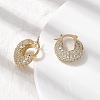 Brass Micro Pave Clear Cubic Zirconia Flat Round Hoop Earrings EJEW-K318-04A-G-3