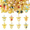 40Pcs 8 Colors Golden Alloy Glass Pendants PALLOY-FS00025-2