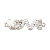 Brass Micro Pave Clear Cubic Zirconia Word LOVE Connector Charms KK-G544-39P-1