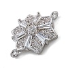 Rack Plating Brass Clear Cubic Zirconia Flower Connector Charms KK-A234-038P-2