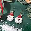 Glass Seed Beads Santa Claus Dangle Earrings EJEW-MZ00508-1