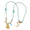 304 Stainless Steel Shell Shape Pendant Cotton Cord Necklaces NJEW-C093-05A-G-4
