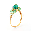 Electroplate Faceted Glass Beads Finger Ring X1-RJEW-TA00014-02-8
