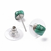 Natural Malachite Ear Studs EJEW-K091-01P-03-3