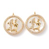 Real 18K Gold Plated Brass Micro Pave Clear Cubic Zirconia Pendants ZIRC-J039-14G-B-1