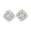 Brass Micro Pave Cubic Zirconia Stud Earring Findings LS-KK-Z094-11P-1