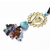 Natural Raw Turquoise & Mixed Stone Chips Tassel Pendant Decorations HJEW-P014-01G-07-2