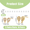 20Pcs 2 Style Teardrop Shape Brass Micro Pave Cubic Zirconia Stud Earring Findings KK-DC0003-04-2