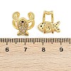 Fish Brass Micro Pave Clear Cubic Zirconia Cuff Earrings EJEW-D338-01G-5