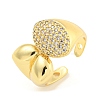 Oval Clear Cubic Zirconia Open Cuff Ring RJEW-L121-042G-1