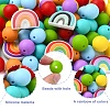 75Pcs Round/Rainbow Silicone Focal Beads SIL-YW0001-38-4