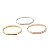 Shell Oval and Cubic Zirconia Hinged Bangle BJEW-G644-01-1