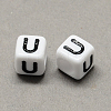 Large Hole Acrylic Letter European Beads SACR-Q103-6mm-01U-2