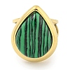 Ion Plating(IP) 304 Stainless Steel Synthetic Malachite Cuff Rings G-Z056-09G-03-2