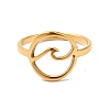 Ion Plating(IP) 201 Stainless Steel Sea Wave Finger Ring for Women LS-RJEW-G266-28G-1