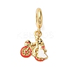 Rack Plating Brass Red Enamel European Dangle Charms KK-P279-40G-1