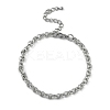 Anti-Tarnish 304 Stainless Steel Textured Rolo Chain Anklets AJEW-A057-03P-1