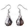Natural Tiger Eye Palm Dangle Earrings EJEW-A092-09P-17-2