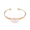 Natural Rose Quartz Coffee Bean Open Cuff Bangle BJEW-G660-01G-01-2