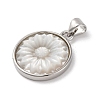 Natural White Shell Carved Sunflower Pendants KK-D537-03P-02-2