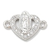 Rack Plating Brass Micro Pave Clear Cubic Zirconia Religion Heart Virgin Mary Connector Charms KK-L224-099P-04-1