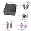 12Pcs 4 Styles Natural Amethyst Pendants G-FS0005-62-4