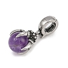 Dragon Claw 316 Surgical Stainless Steel & Round Natural Amethyst Pendant Decoration STAS-Z165-01AS-03-2