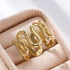 Wave 304 Stainless Steel Finger Rings for Women RJEW-F174-06G-3