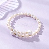 Natural Cultured Freshwater Pearl & Brass Beaded Bangles for Women BJEW-JB13342-4