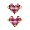 Brass Micro Pave Cubic Zirconia Heart Connector Charms KK-C114-26B-G-1