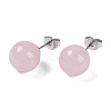 Natural Rose Quartz Stud Earrings EJEW-Z060-04P-03-2