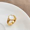 Retro Fashionable 304 Stainless Steel and Shell Finger Rings FS-WG8030D-02-3